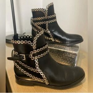Alaia Black Leather Studded Ankle boots size 37.5
